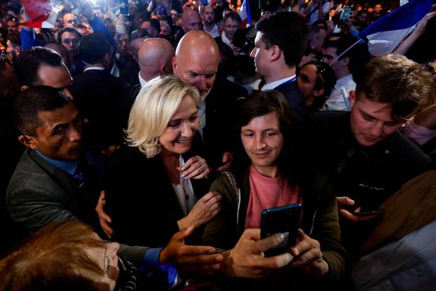 French far-right presidential candidate Le Pen campaigns in Perpignan