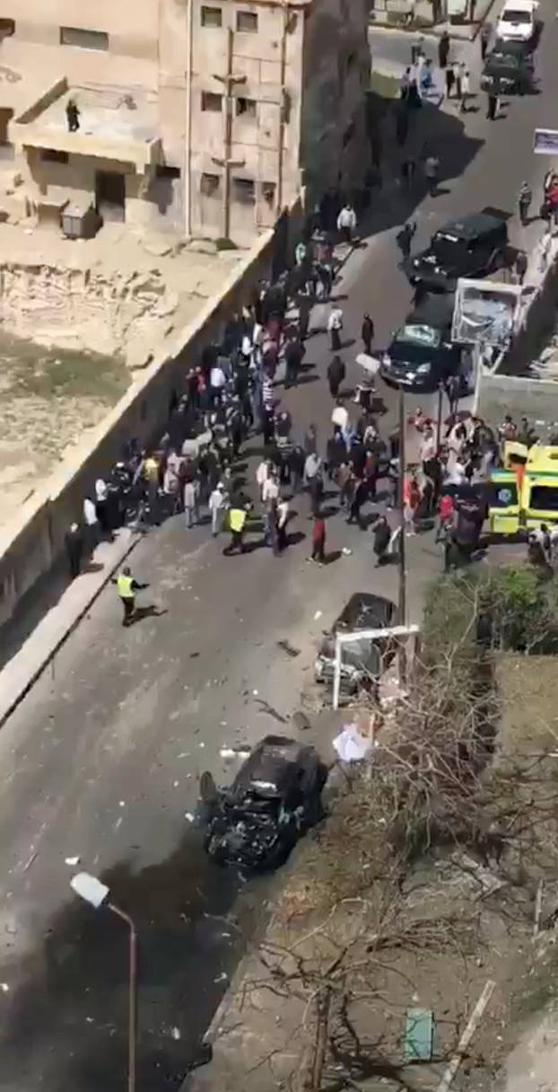 The scene of a bombing is seen in Alexandria