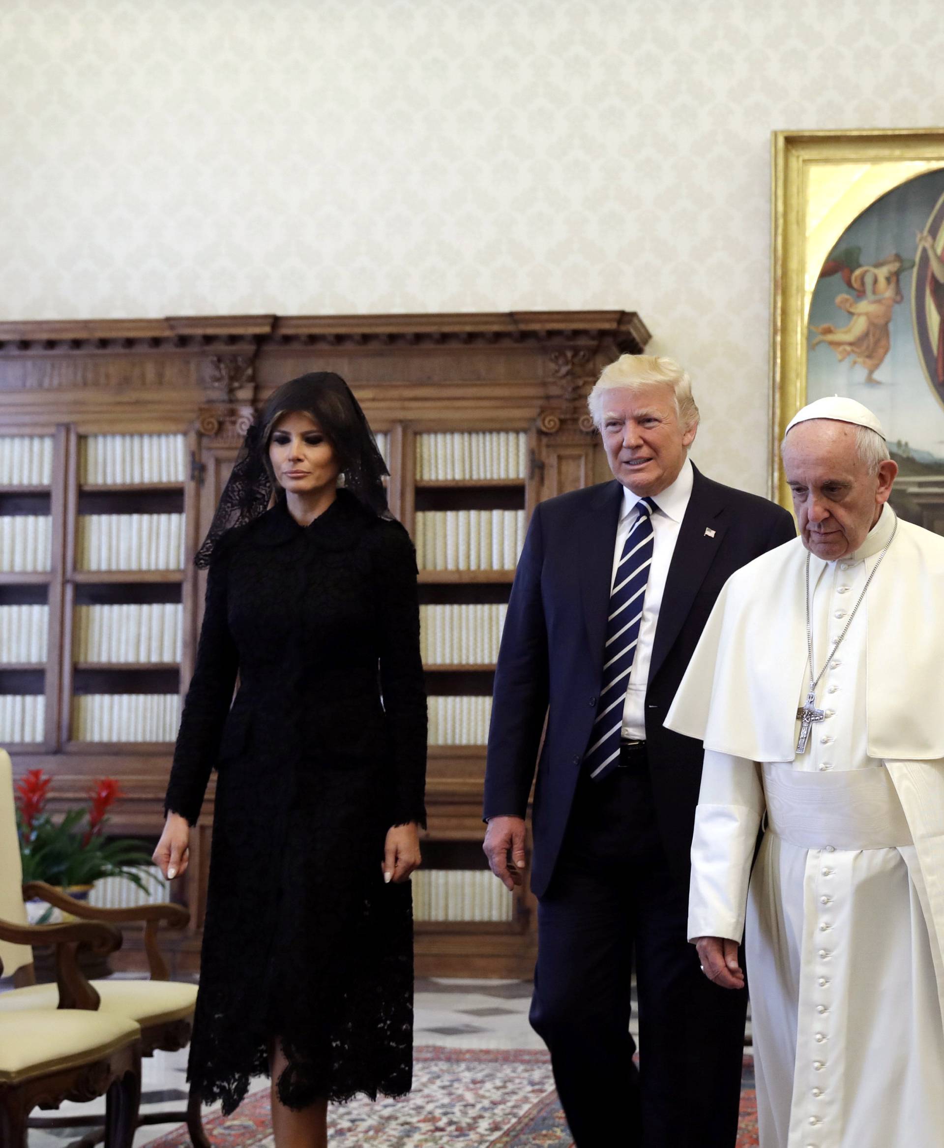 U.S. President Donald Trump and first lady Melania meet Pope Francis during a private audience at the Vatican