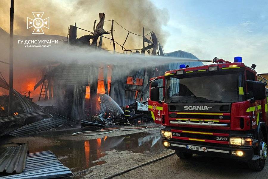 Aftermath of a Russian drone strike in Lviv