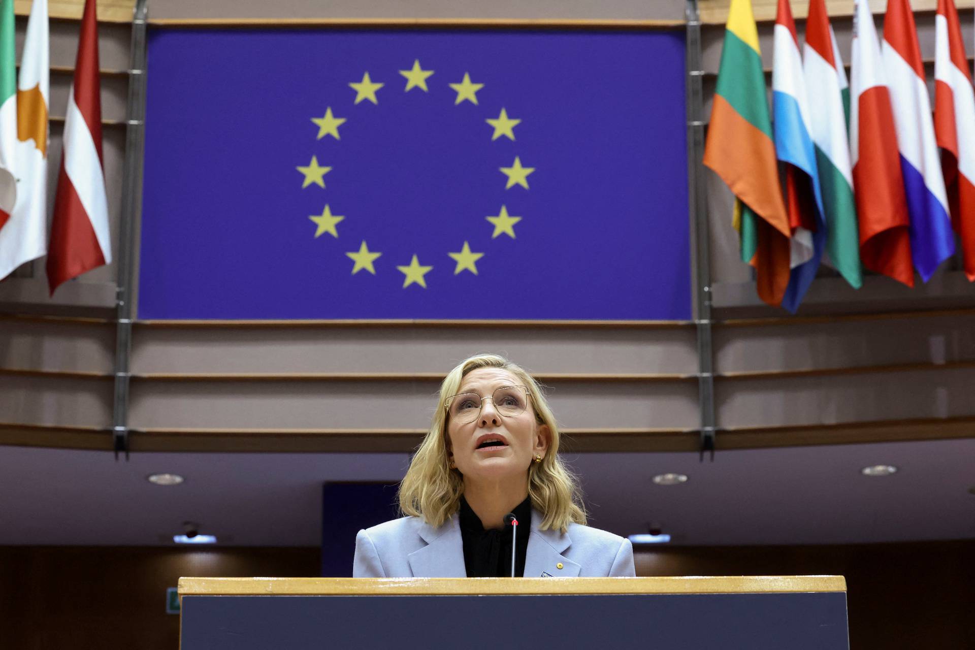 Cate Blanchett visits EU Parliament in Brussels