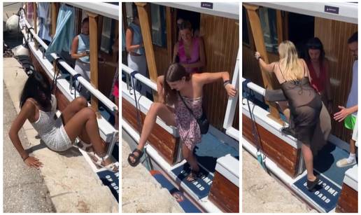 Kruži video turistica s Jadrana koje se muče iskrcati s broda. Pljušte komentari: Sramota!