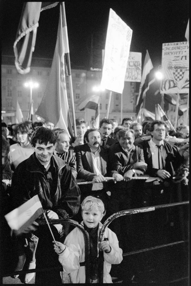 Zagreb: Svečano otkrivanje spomenika banu Josipu Jelačiću na istoimenom trgu, 15.10.1990.