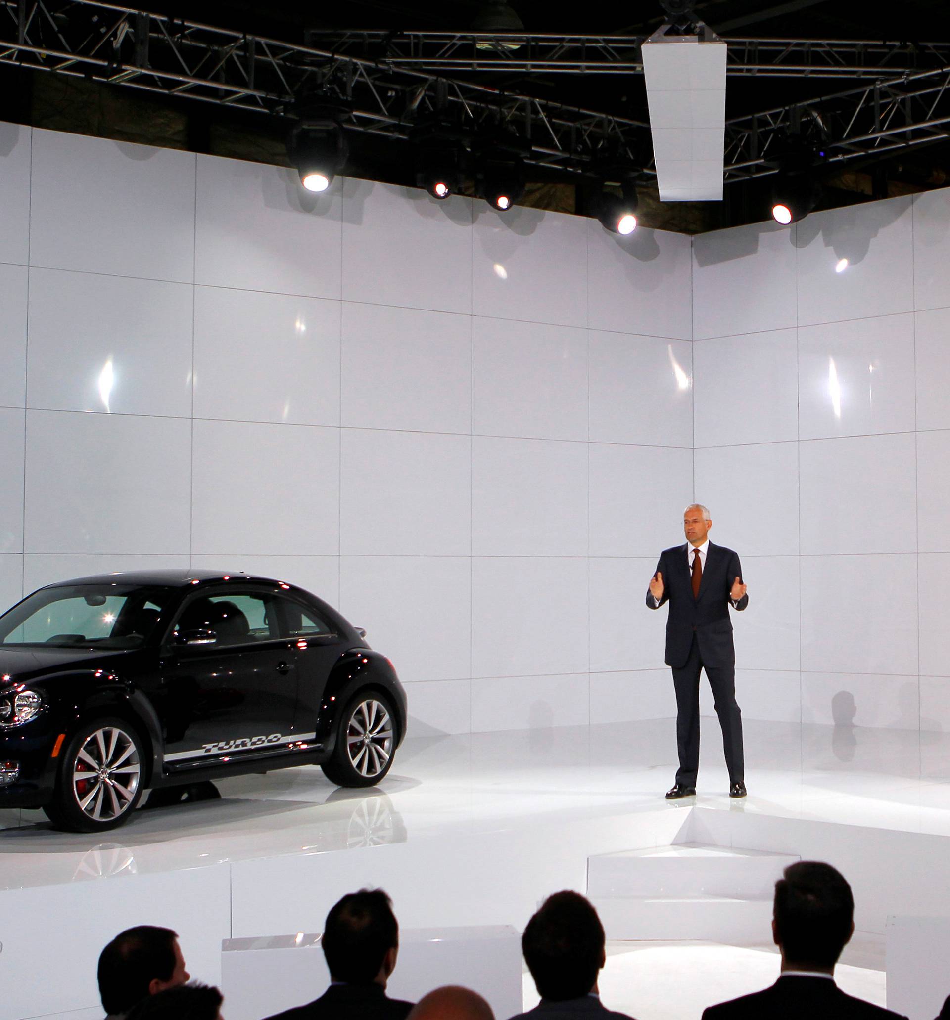 FILE PHOTO: Jonathan Browning speaks next to the 2012 Volkswagen Beetle at the U.S. Reveal of the redesigned model in New York