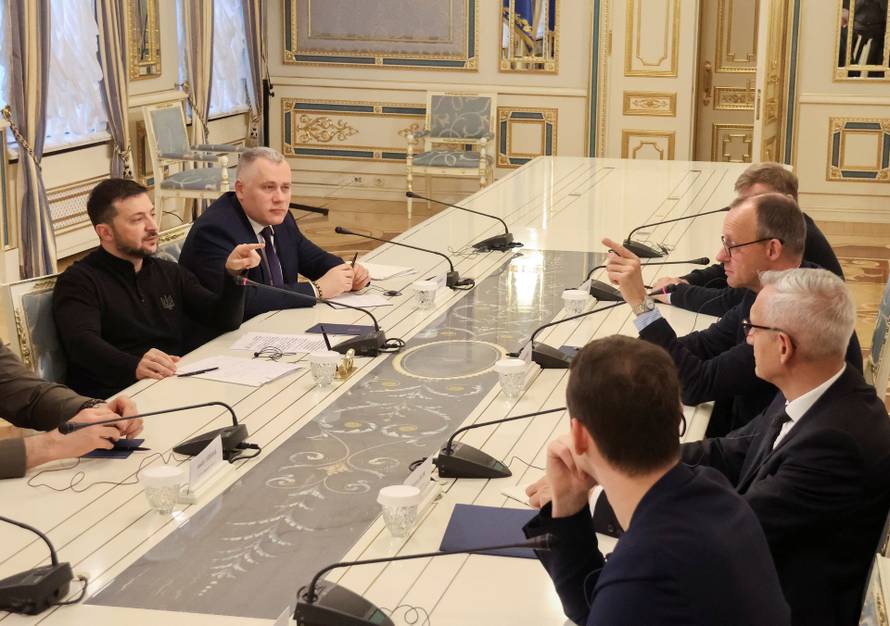 German opposition leader Friedrich Merz of the Christian Democratic Union party (CDU) visits Kyiv