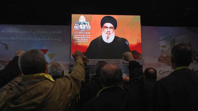 Ceremony to mark the fourth anniversary of the killing of senior Iranian military commander General Qassem Soleimani, in Beirut