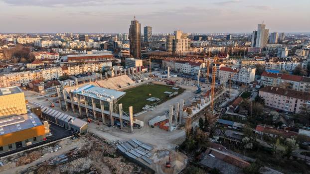 Zagreb: Fotografije iz zraka radova na novom stadionu u Kranjčevićevoj