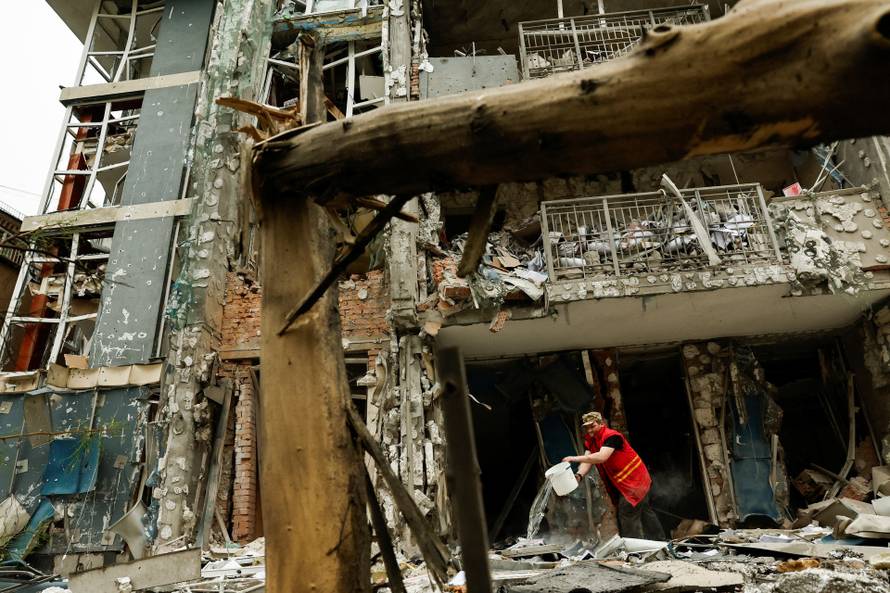 Aftermath of a Russian drone strike, amid Russia's attack on Ukraine, in Kyiv,