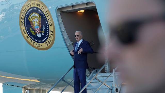 U.S. President Biden arrives aboard Air Force One at Philadelphia International Airport, Philadelphia