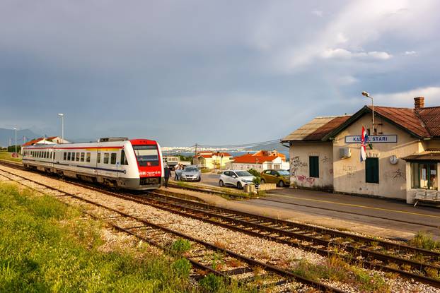 Kaštel,Stari,,Croatia,-,May,30,,2023:,Commuter,Train,With