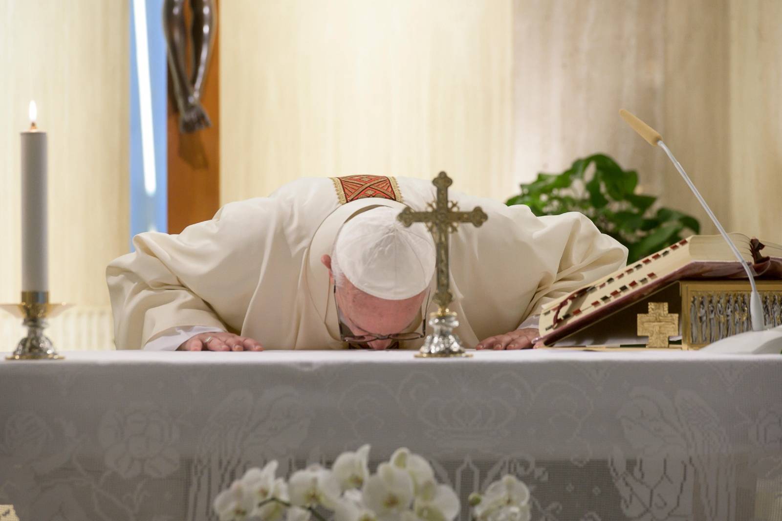 May 6,2020  : Pope  Francis celebrates a mass in Saint Marta at the Vatican