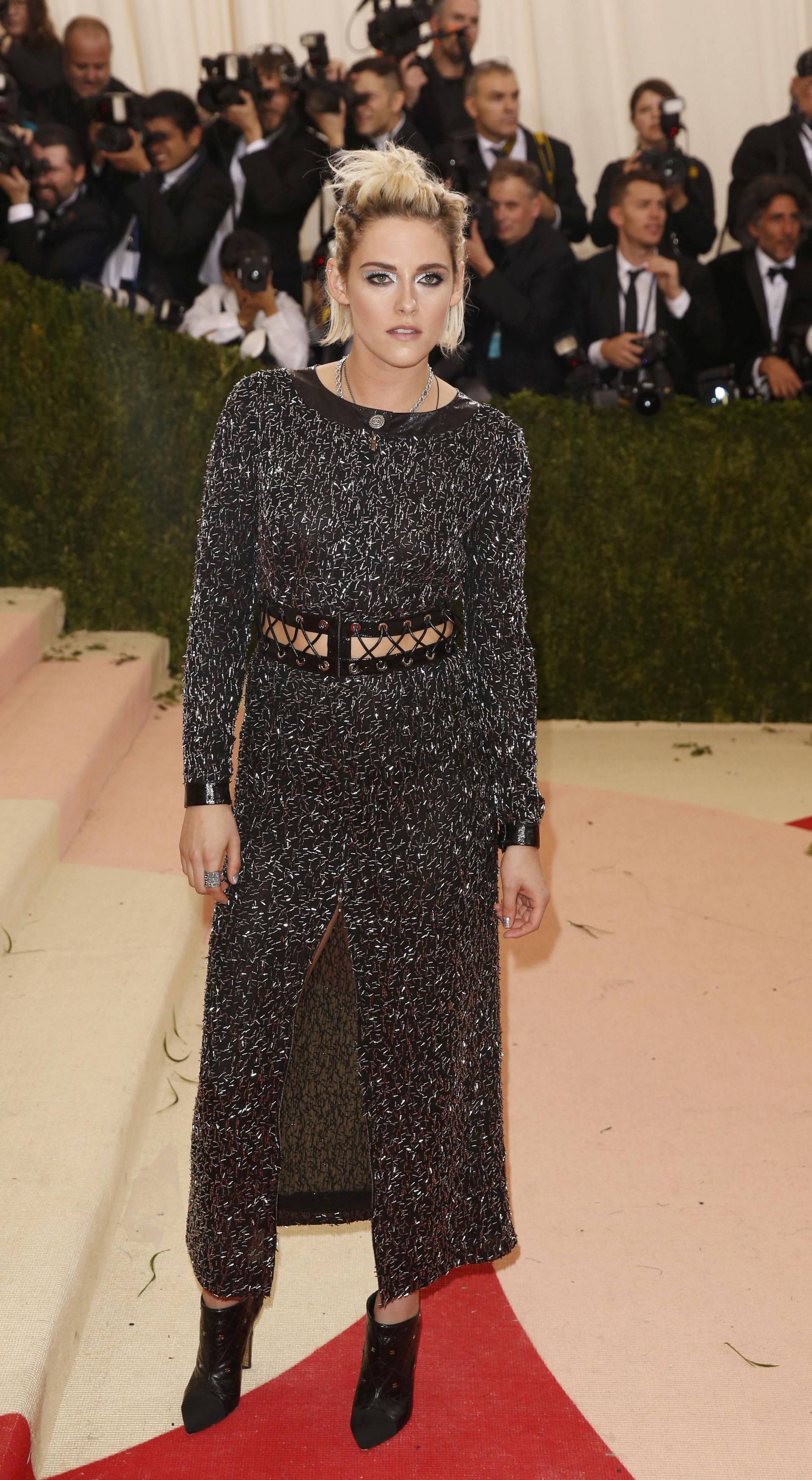 Actress Kristen Stewart arrives at the Met Gala in New York