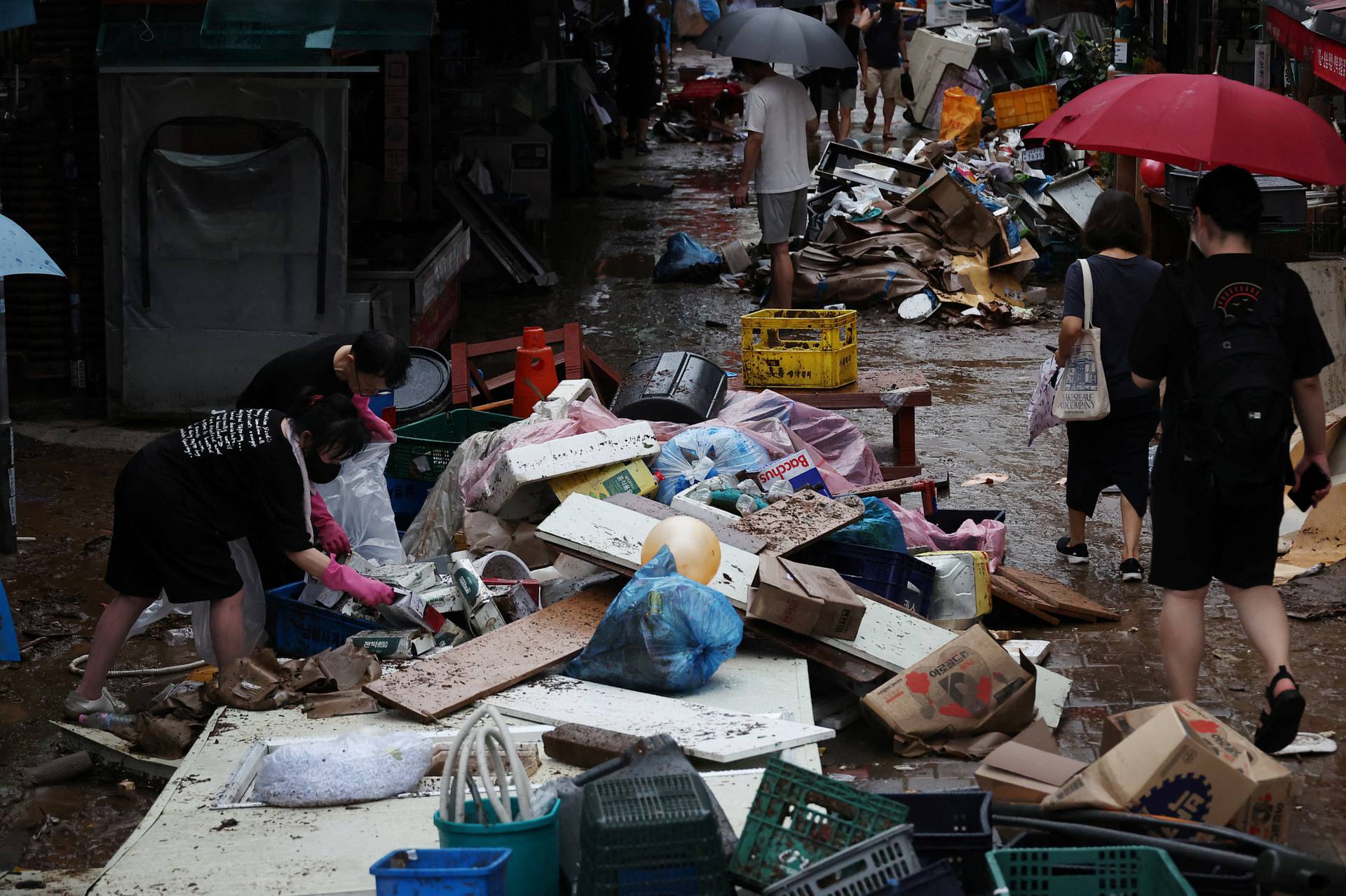 Aftermath of record level of torrential rain in Seoul