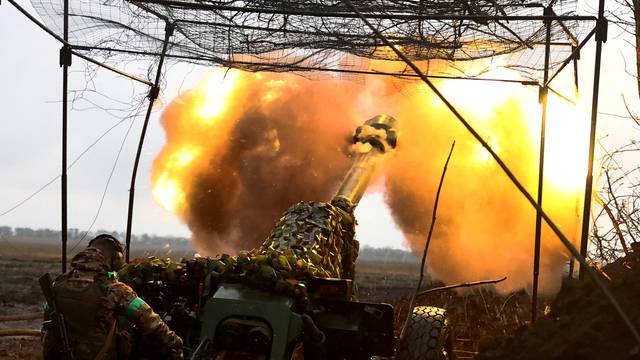 Ukrainian artillery operates in a position near Bakhmut