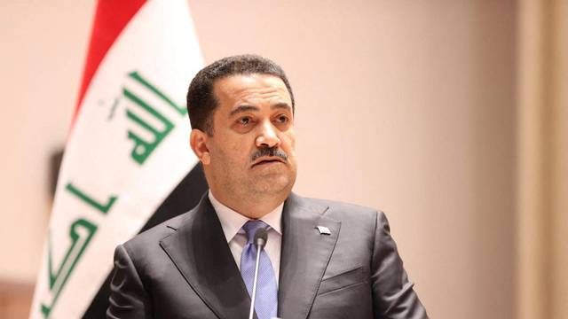 Iraqi Prime Minister-designate Mohammed Shia al-Sudani speaks during a vote in Sudani's cabinet at the parliament in Baghdad