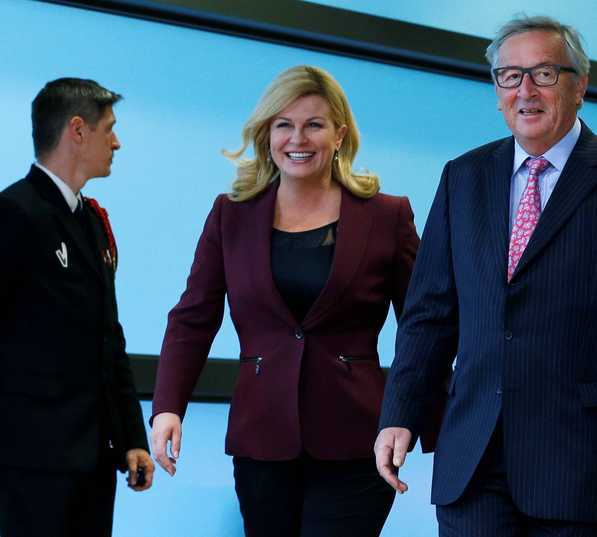 EU Commission President Juncker welcomes Croatia's President Grabar-Kitarovic in Brussels