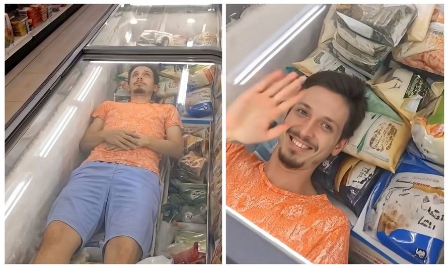 VIRALNI HIT Ušao u dućan pa legao u škrinju da se rashladi! Ljudi zgroženi: A higijena!?