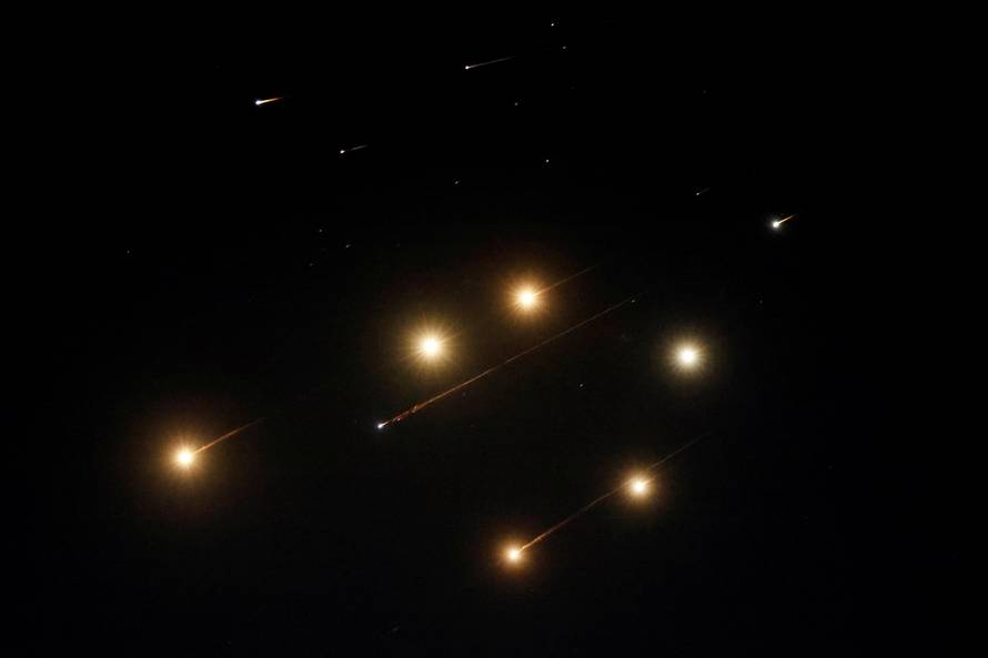 Missiles launched from Iran towards Israel are seen from Tubas