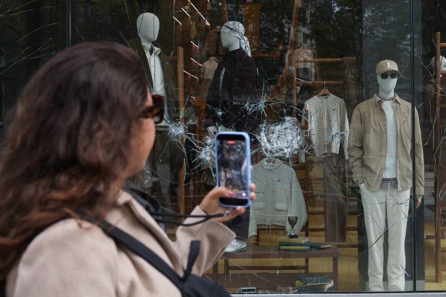 Aftermath of clashes during a national day of protests against the cost of living and rising fuel prices, in Paris