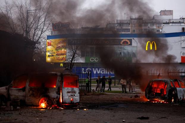 Aftermath of a Russian missile and drone attack, in Kyiv