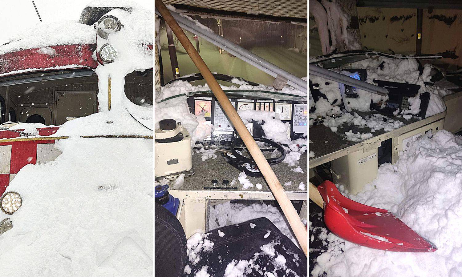 Ekskluzivne fotografije: Vlak kod Delnica naletio na snježni nanos, kabina skroz uništena
