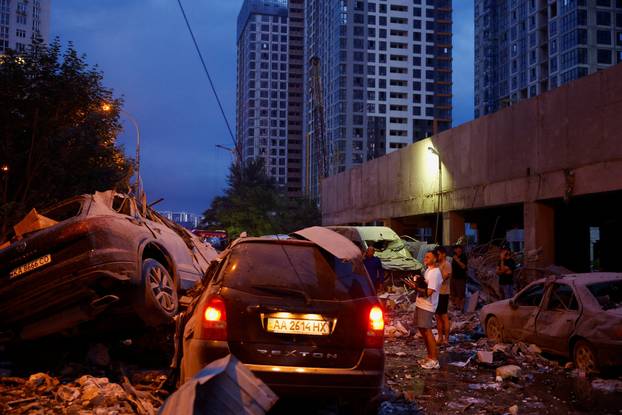 Aftermath of Russian missile and drone attack in Kyiv