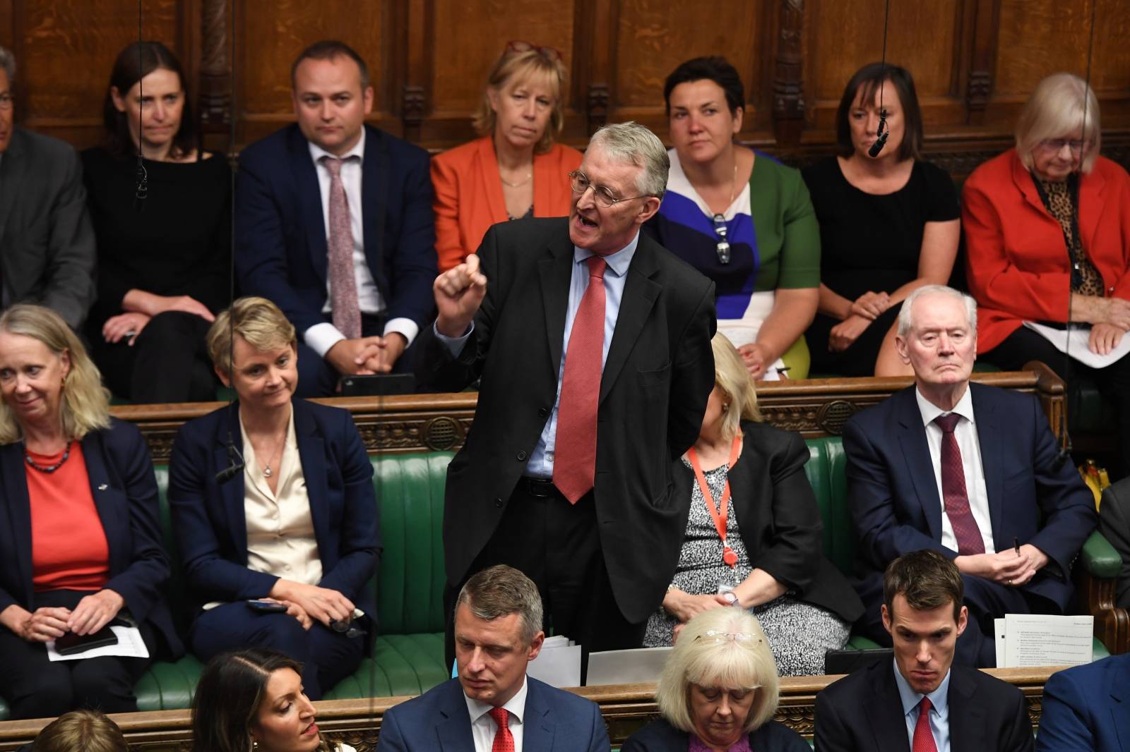 British Labour Party politician Hilary Benn speaks after Speaker John Bercow delivered a statement in the House of Commons in London