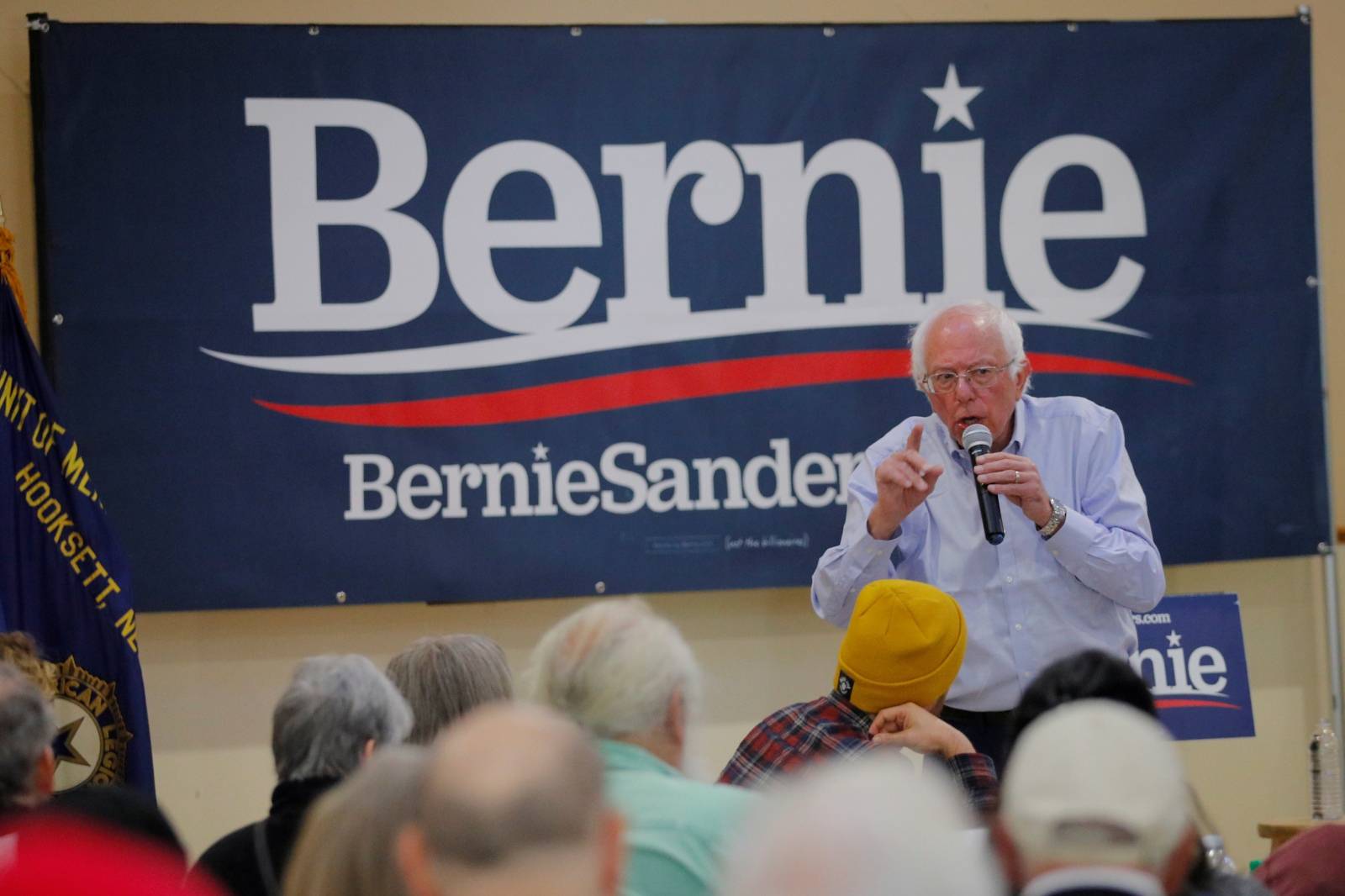 Democratic 2020 U.S. presidential candidate Sanders speaks at a campaign stop in Hooksett