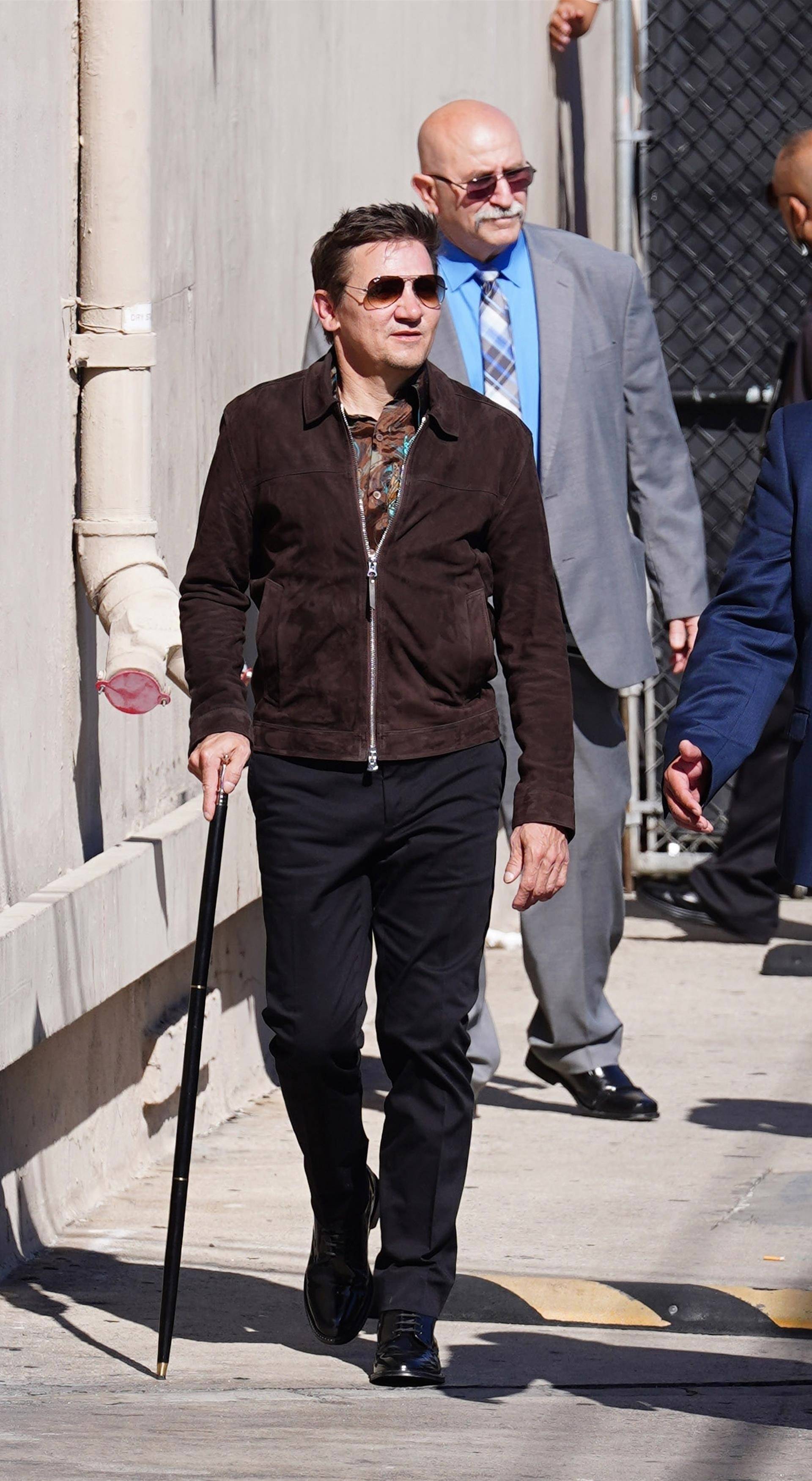 Jeremy Renner arrives at Jimmy Kimmel Live in Hollywood