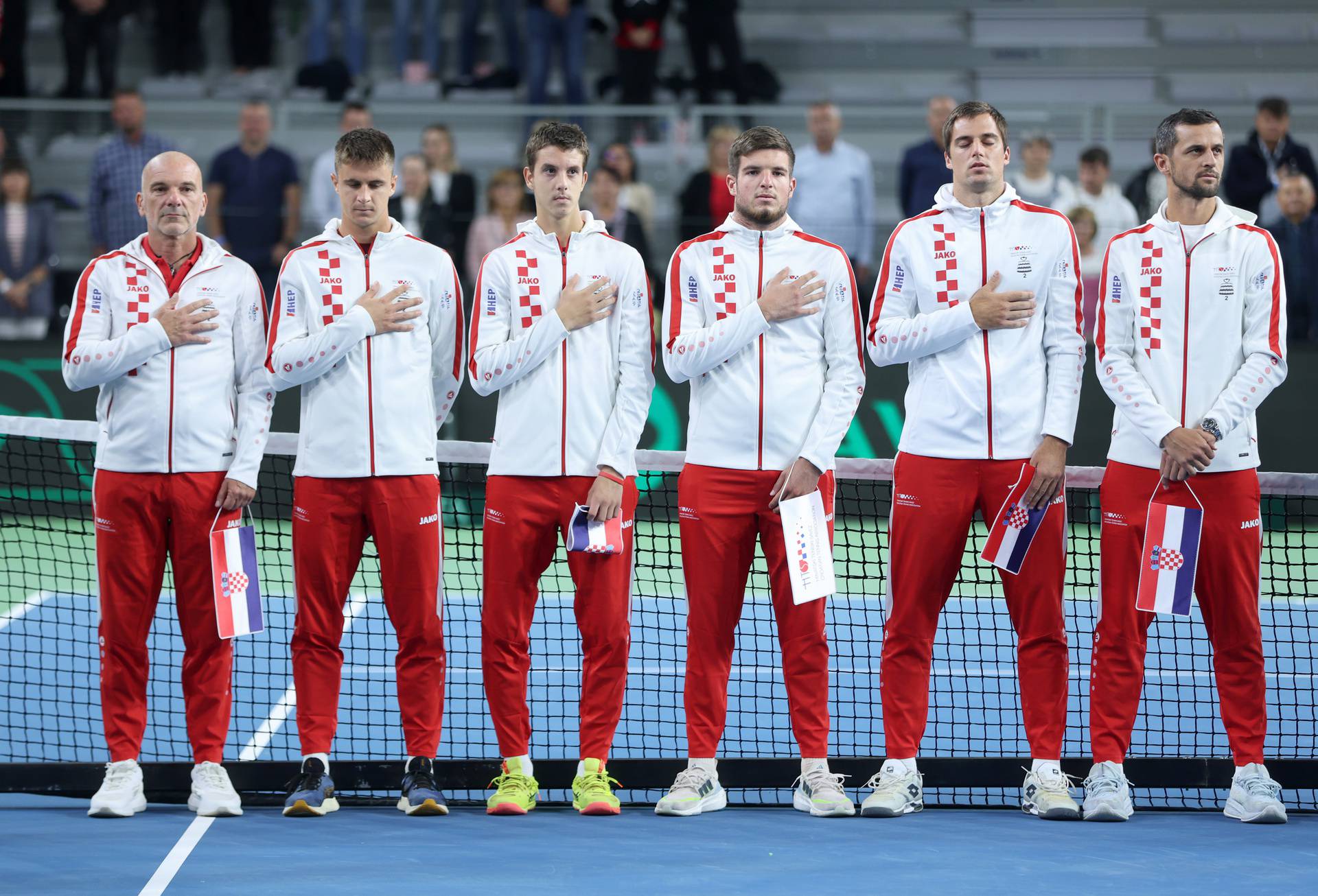 Varaždin: Borna Gojo i Vilius Gaulbas u prvom meču Davis cupa između Hrvatske i Litve