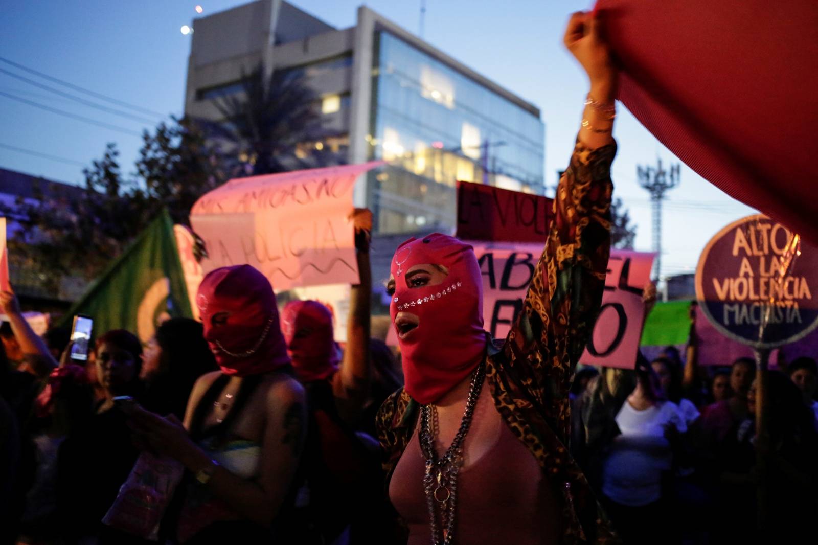 Women demonstrate at the "They Don't Protect Me, They Rape Me" protest to demand justice for two teenage girls that local media reported were apparently raped by policemen, in Monterrey