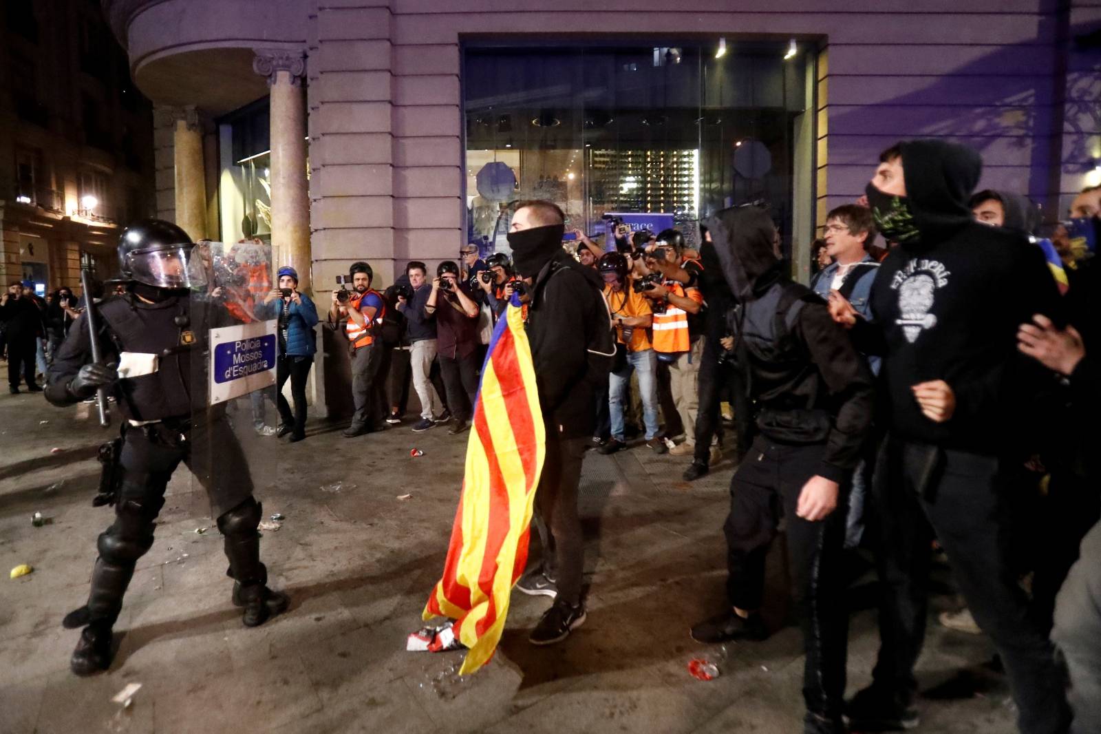 Protest against police action in Barcelona