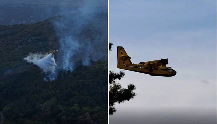 VIDEO Opet gori kod Crikvenice. Jedan kanader morao se vratiti jer je uletio u jato golubova?