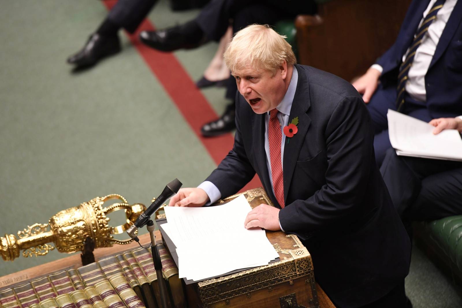 Britain's Prime Minister Boris Johnson speaks during the debate on the early parliamentary election bill at the House of Commons in London