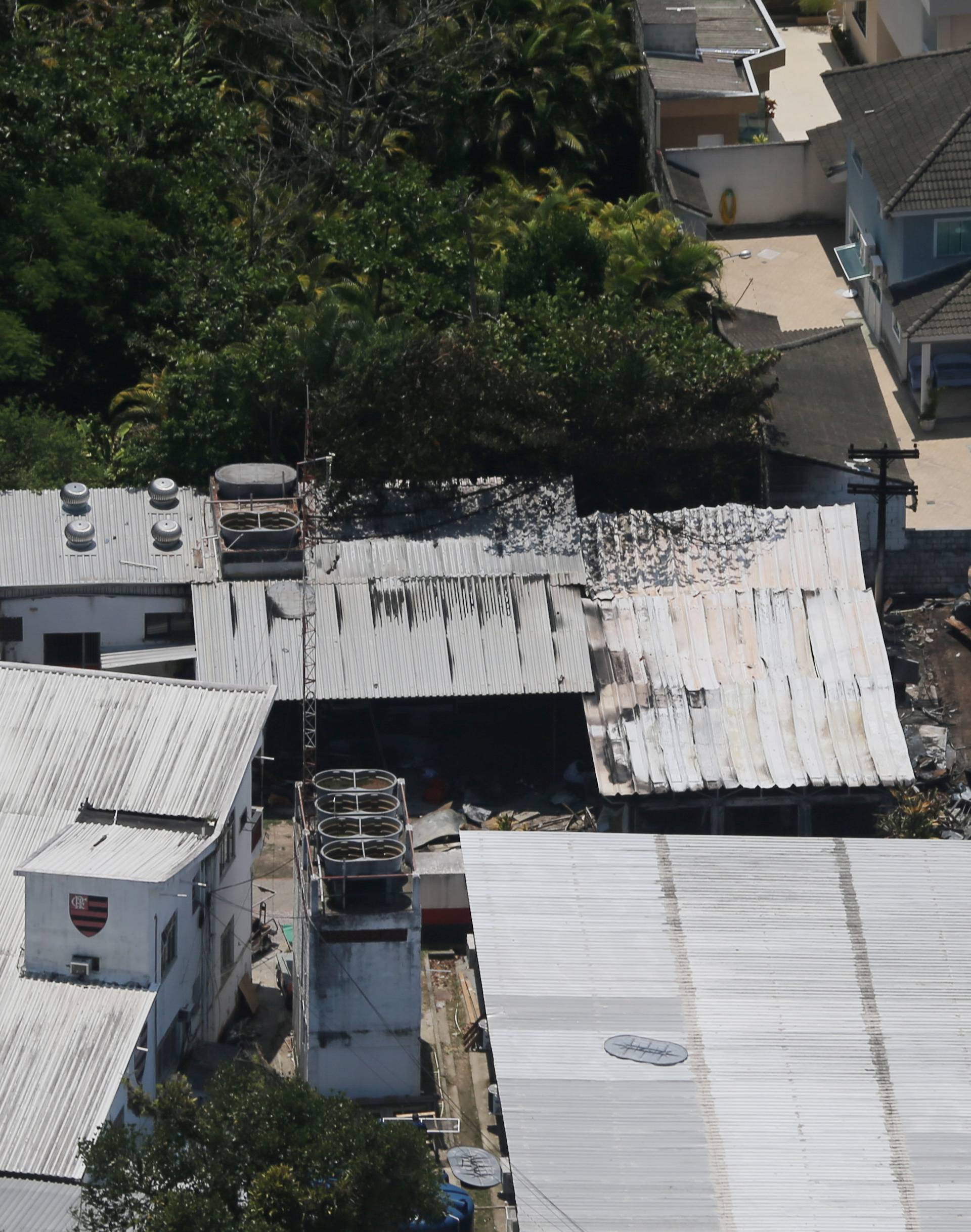 Aerial photo shows damage of the Flamengo soccer club's training center after a deadly fire