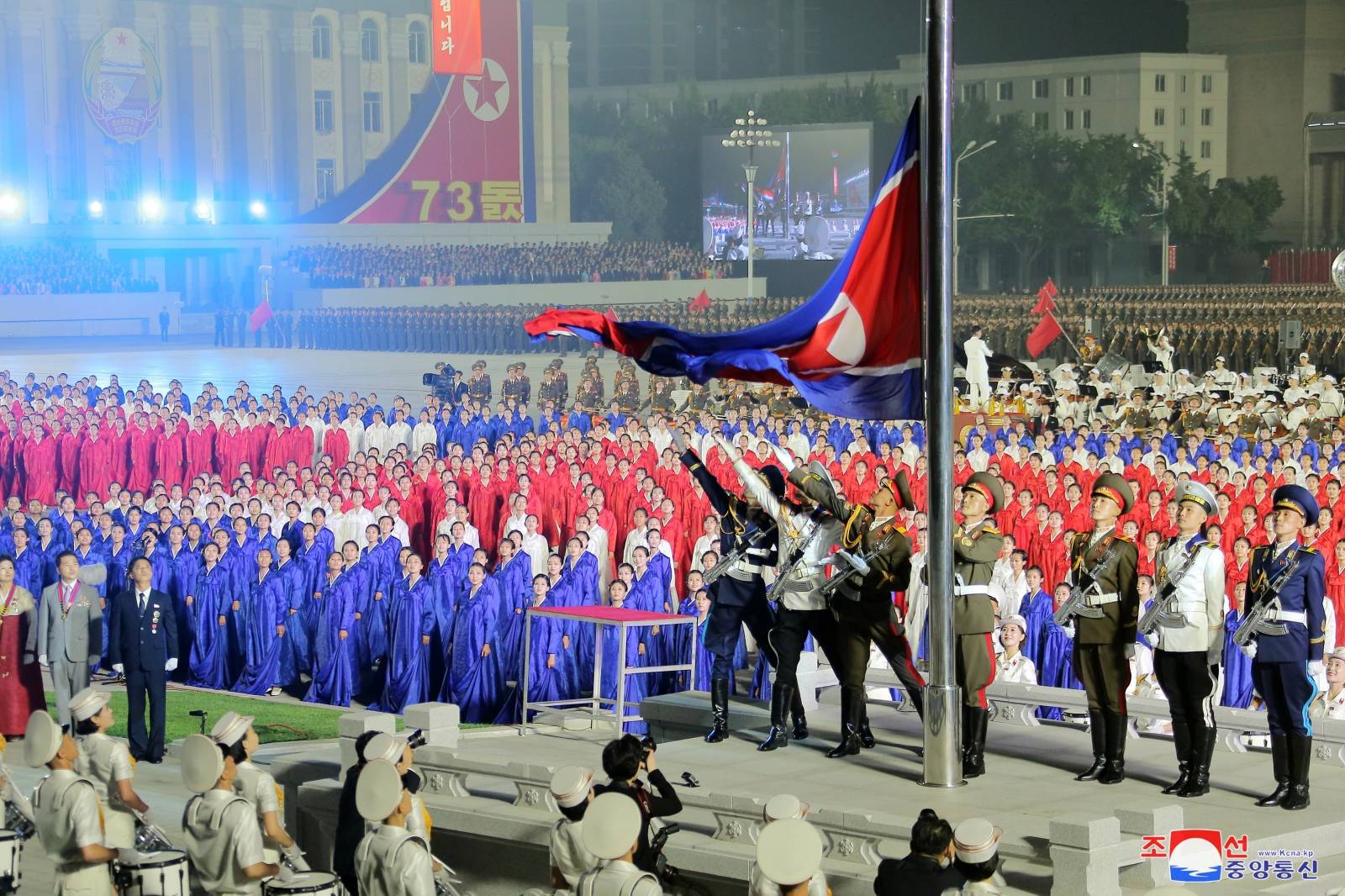 Paramilitary parade held to mark the founding anniversary of the republic at Kim Il Sung square in Pyongyang