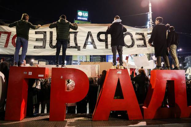 Anti-government protest following the Novi Sad railway station disaster, in Belgrade