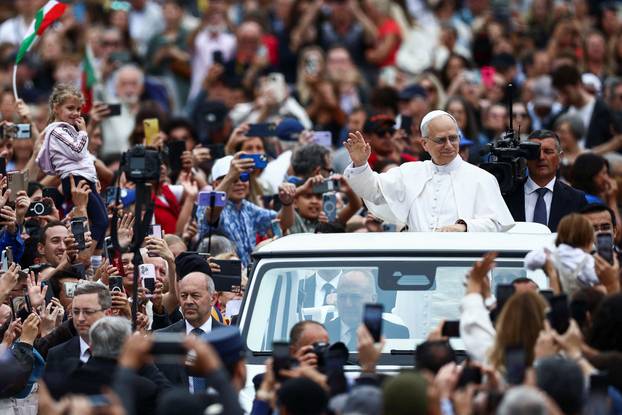 Pope Leo XIV holds his first general audience in St. Peter's Square, at the Vatican