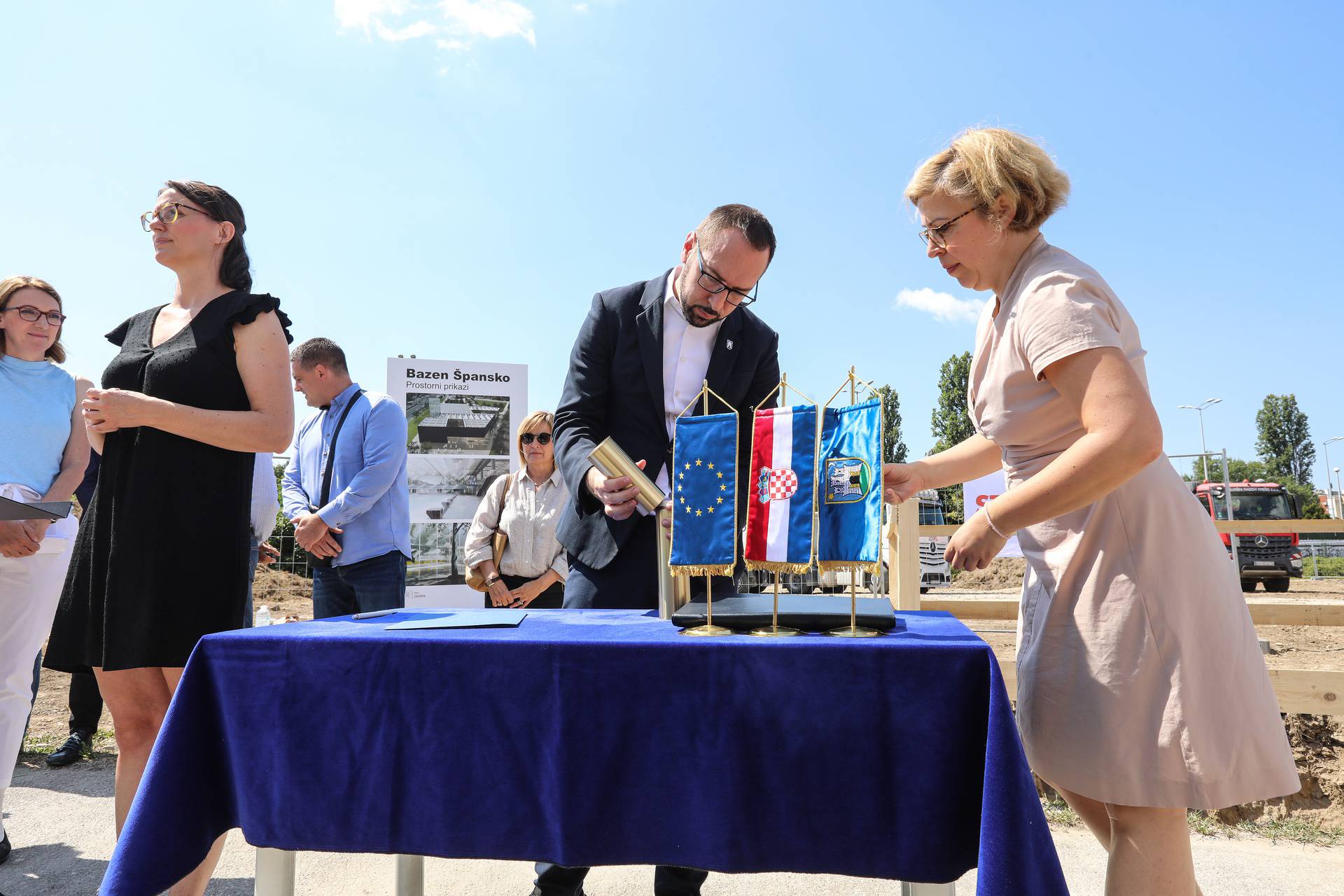 Zagreb: Obilježavanje početka radova na izgradnji zatvorenog bazenskog kompleksa Špansko-Oranice