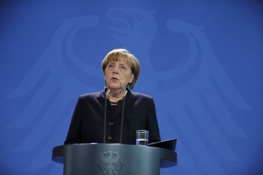 German Chancellor Angela Merkel addresses the media in Berlin