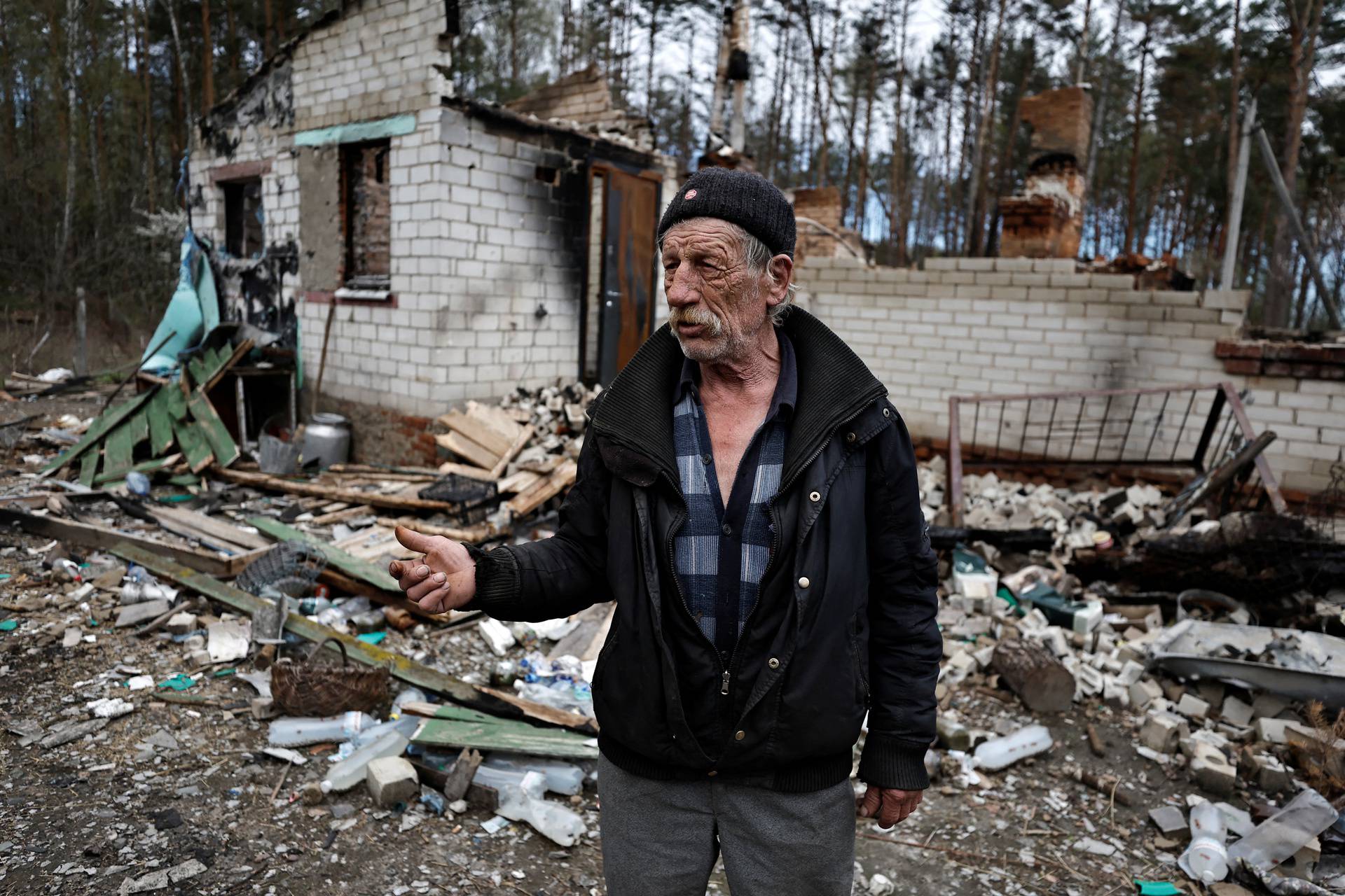 Destroyed homes amid Russia's invasion of Ukraine in Yahidne