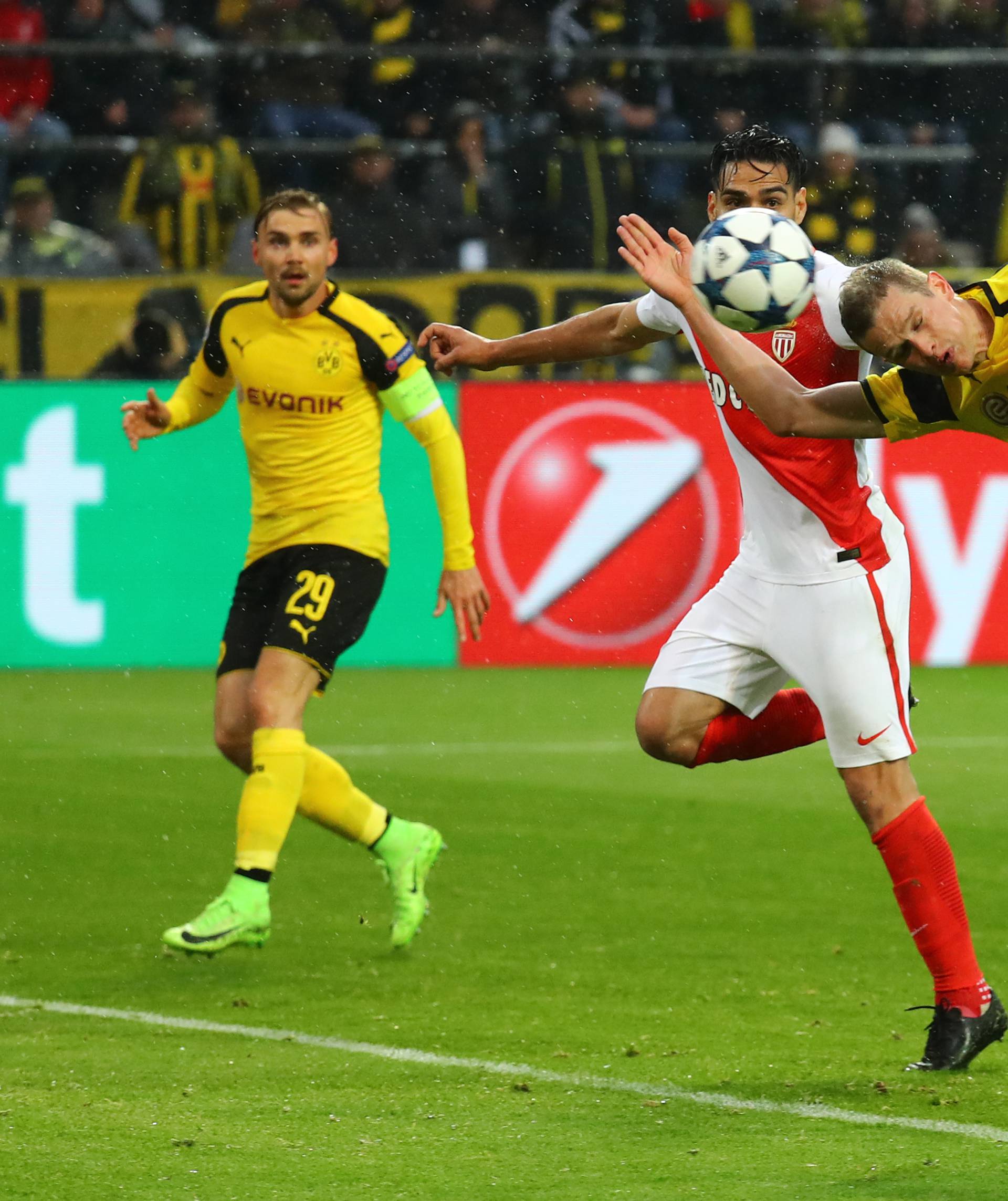 Borussia Dortmund's Sven Bender scores a own goal and the second for Monaco