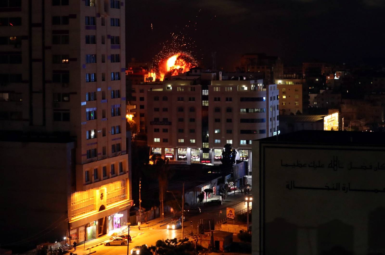 Ball of fire is seen during an Israeli air strike in Gaza City