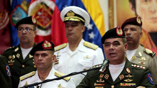 Venezuela's Defense Minister Padrino speaks during a news conference in Caracas