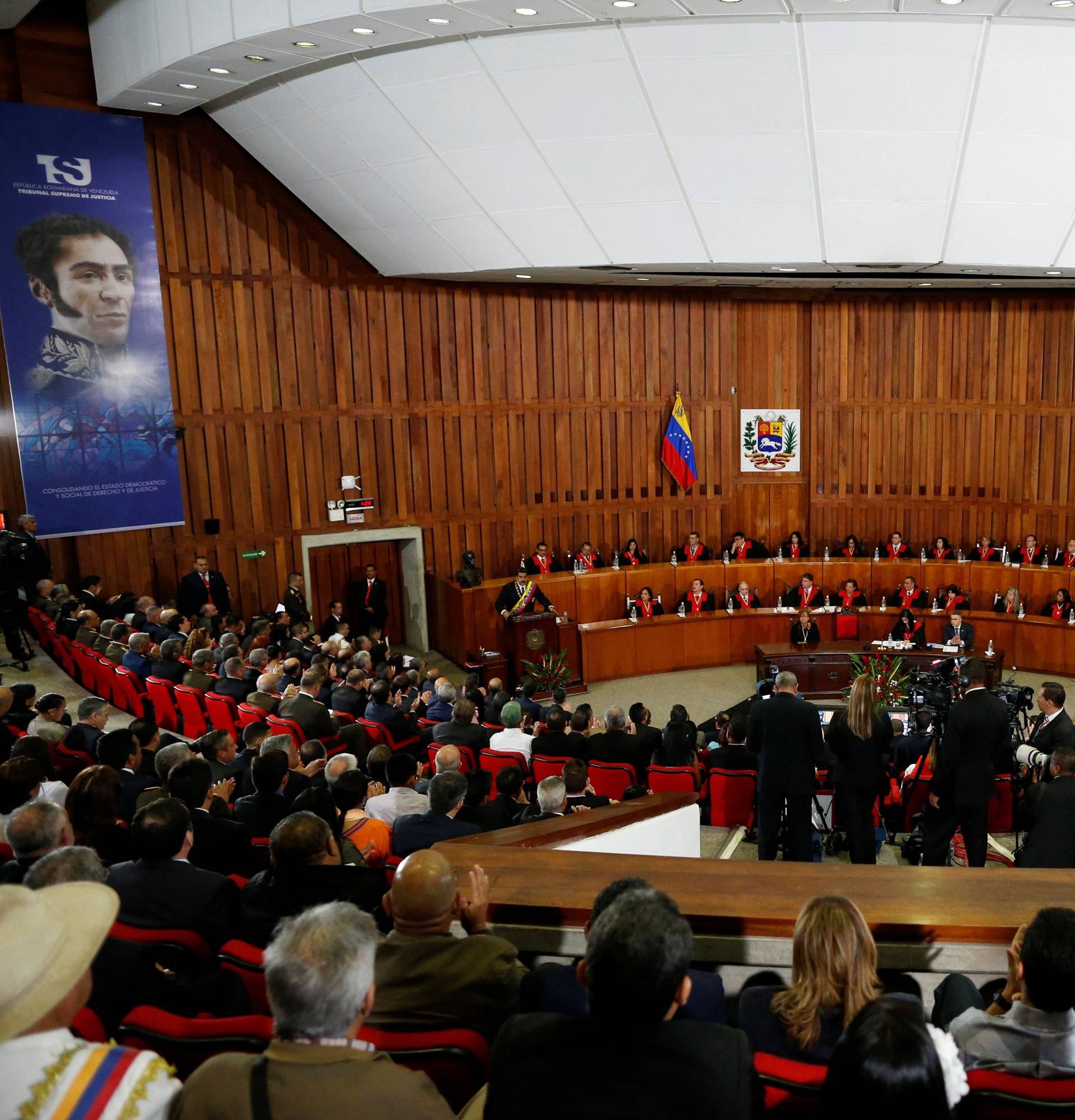 Venezuela's President Nicolas Maduro speaks during his annual report of the state of the nation at the Supreme Court in Caracas