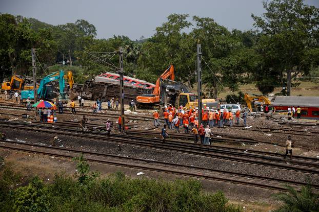 Aftermath of a train crash in India