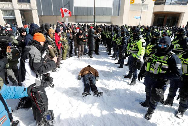 Truckers and supporters continue to protest COVID-19 vaccine mandates, in Ottawa