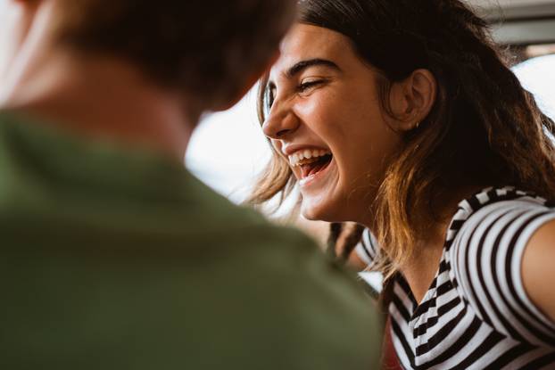 portrait young woman happiness in their car