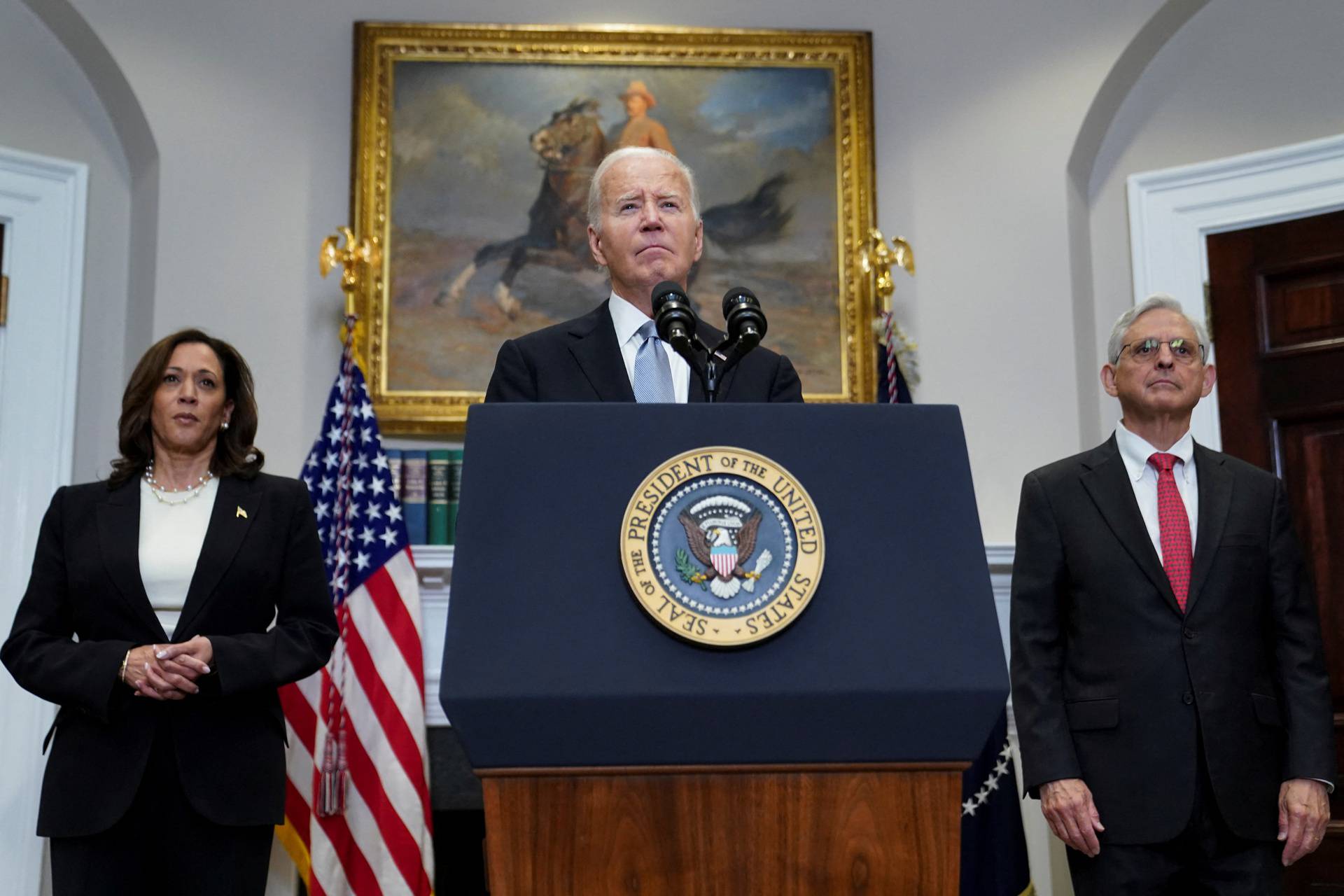 U.S. President Biden statement a day after Republican challenger Trump was shot at a campaign rally, during brief remarks at the White House in Washington