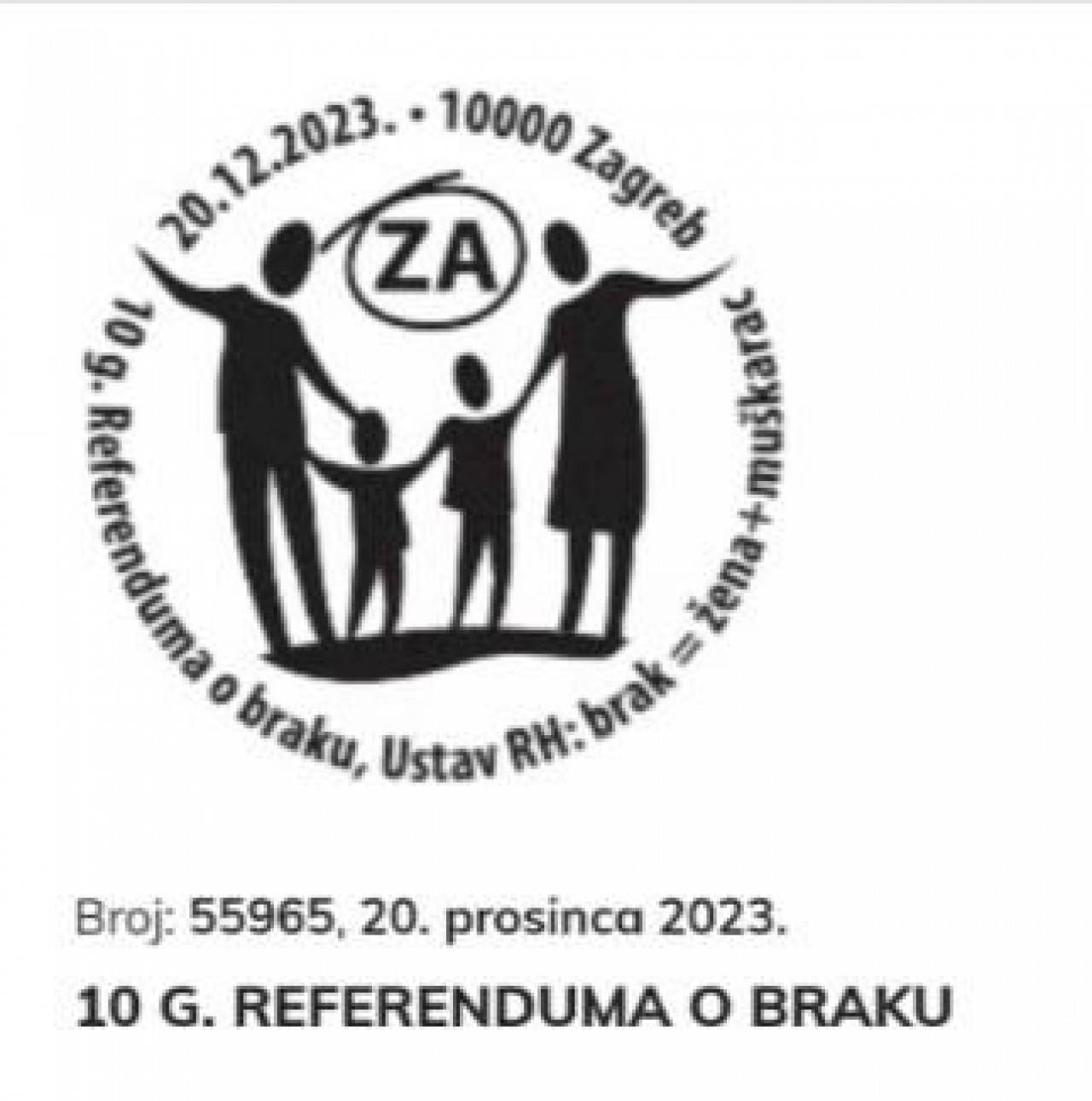 Hrvatska pošta izdala novi žig povodom 10. godina obljetnice referenduma o braku u RH